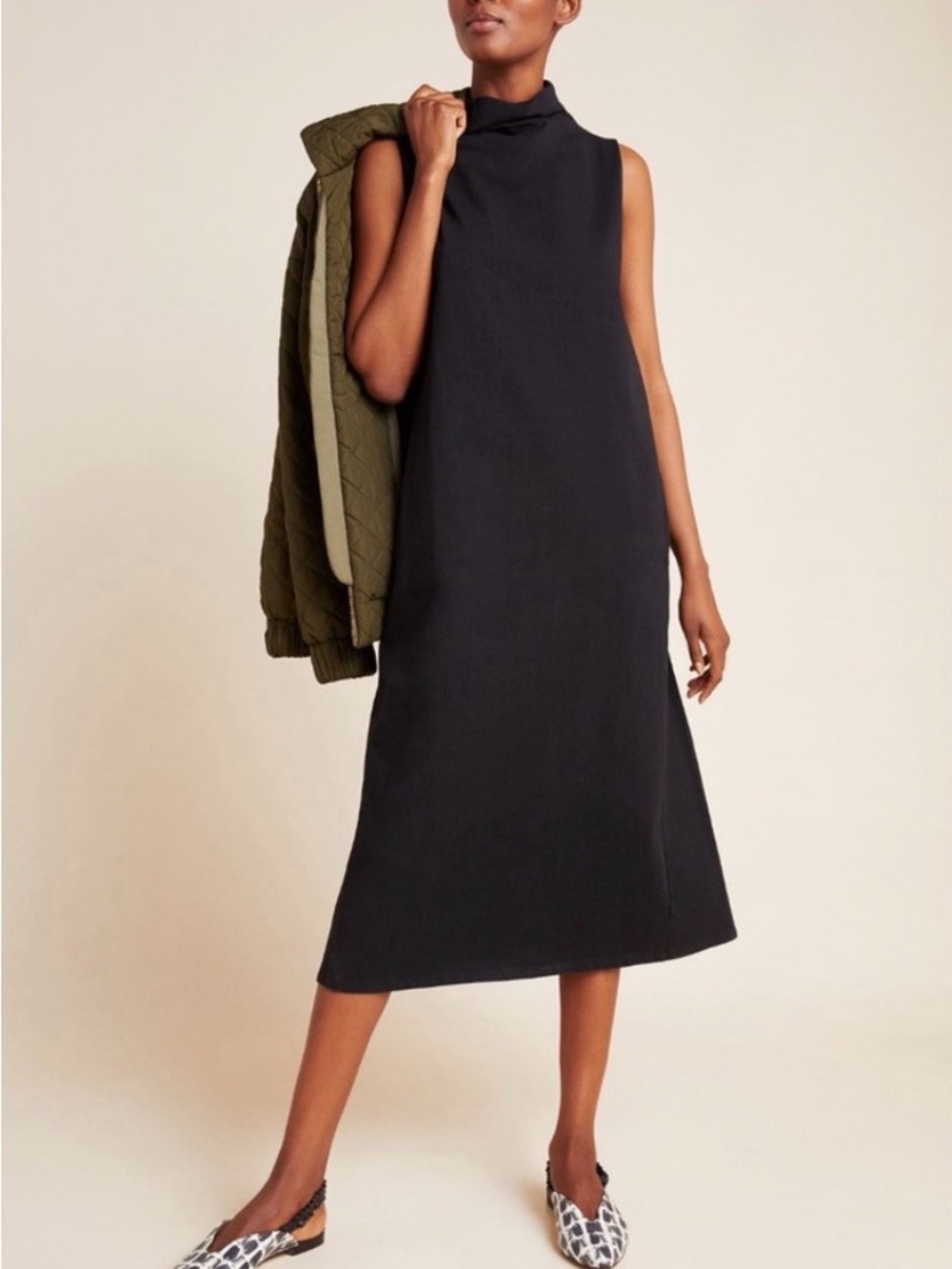Velvet by Graham & Spencer Sleeveless Black Mock-Neck Midi Dress